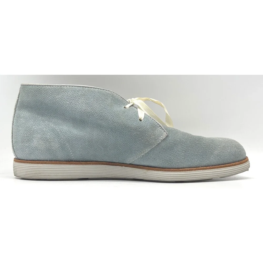 Santoni Mens Suede Chukka Boots Light Blue Ribbon Lace Made in Italy Size 6